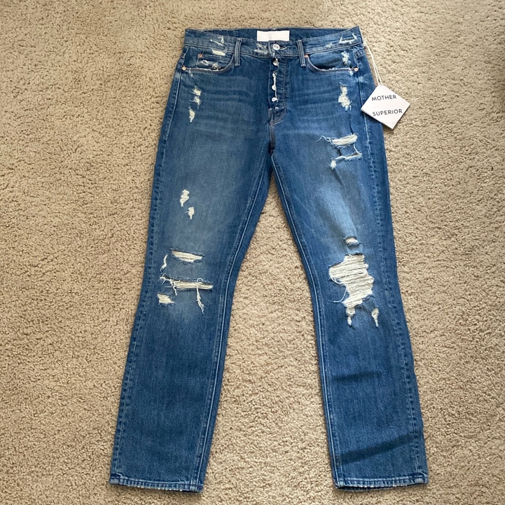 MOTHER The Midrise Fly Cut Dazzler Ankle Jeans